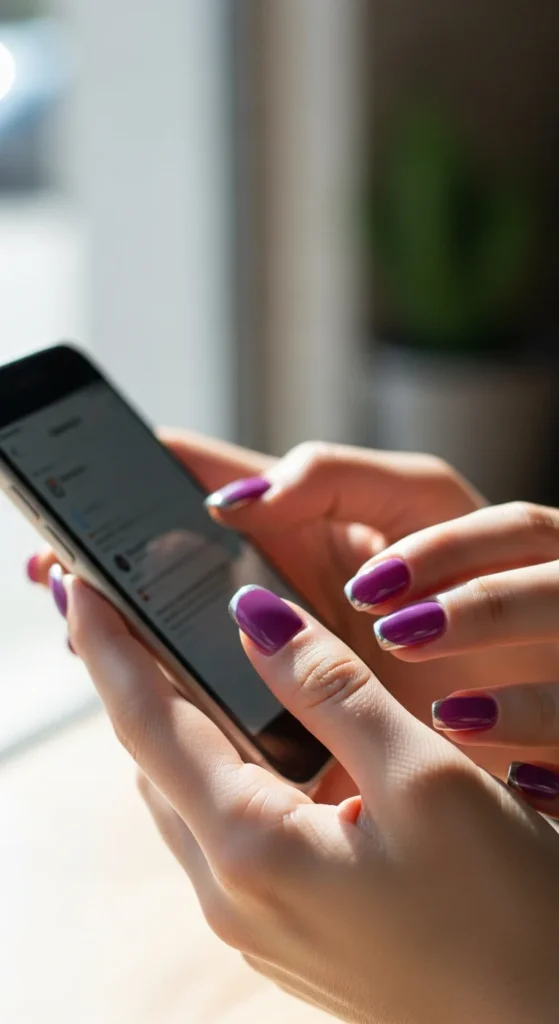 Purple silver French tips