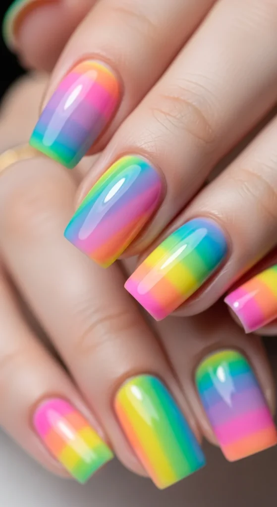 Rainbow jelly beach nails