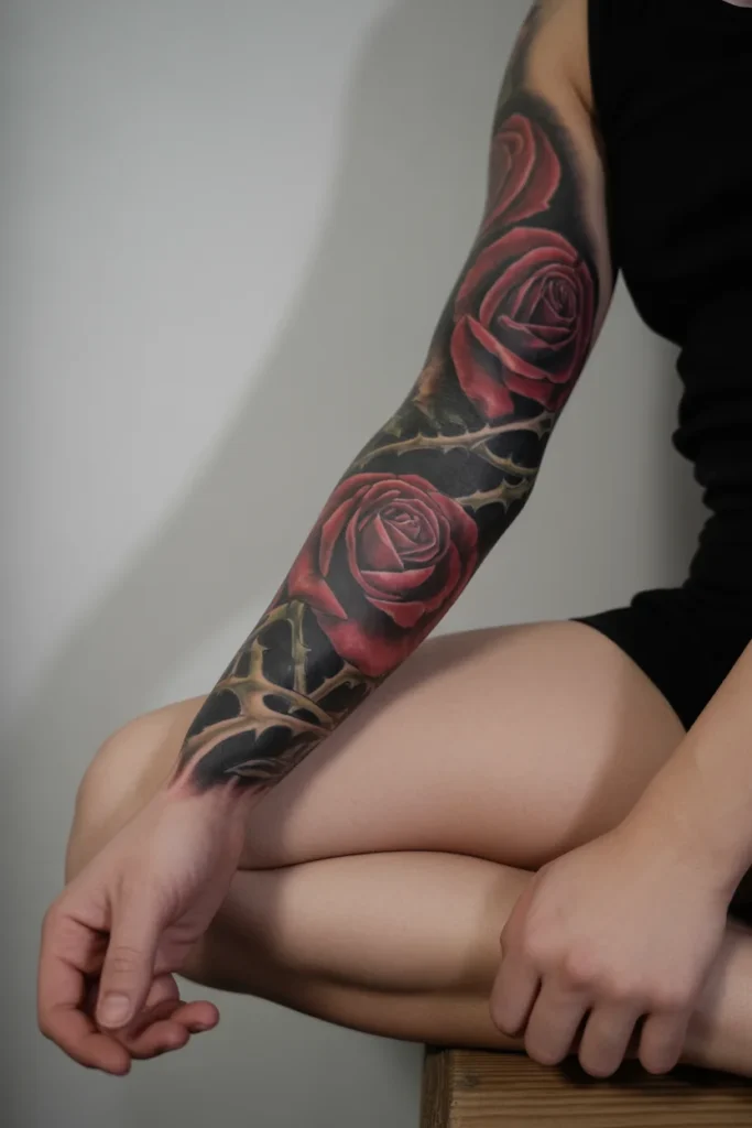 Realistic rose half sleeve