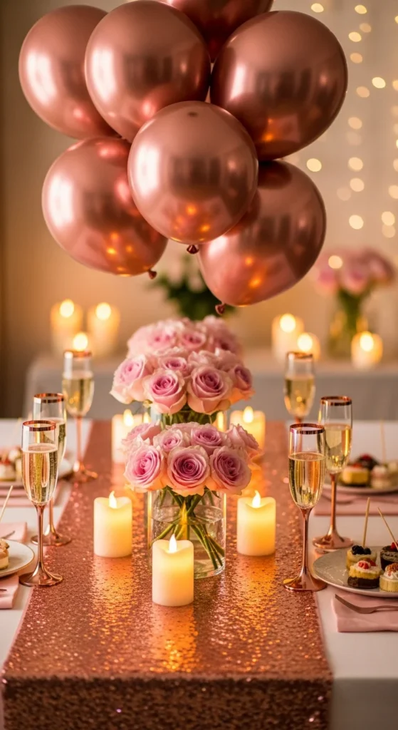 Rose gold 30th birthday decorations