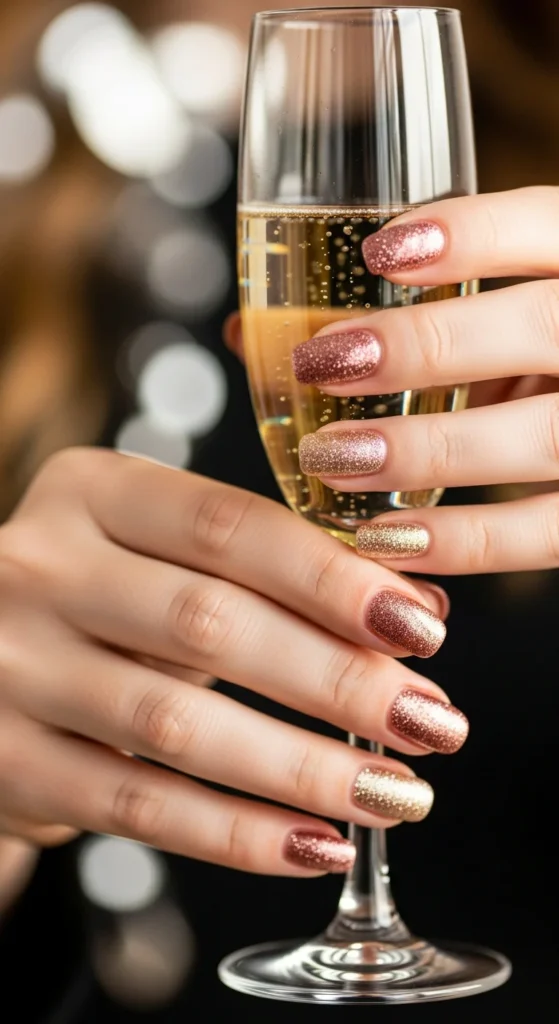 Rose gold ombré birthday nails