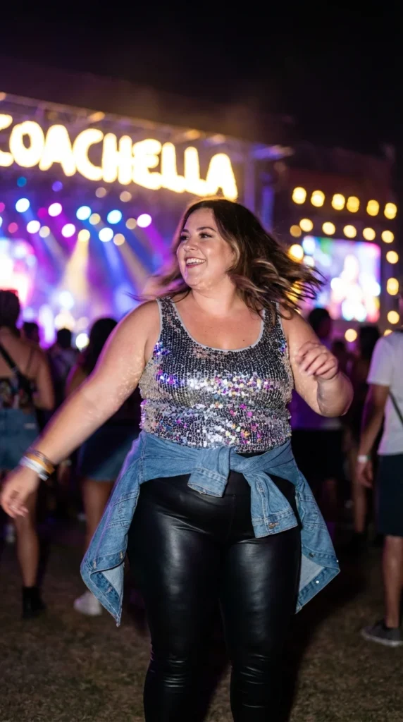 Sequin plus size Coachella nighttime outfit