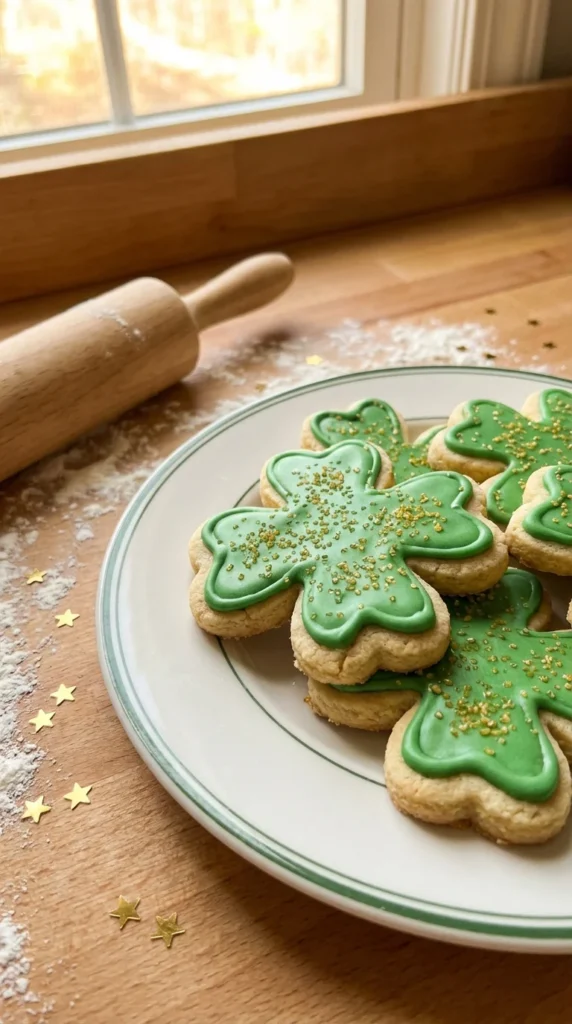 Shamrock sugar cookies St. Patrick's Day