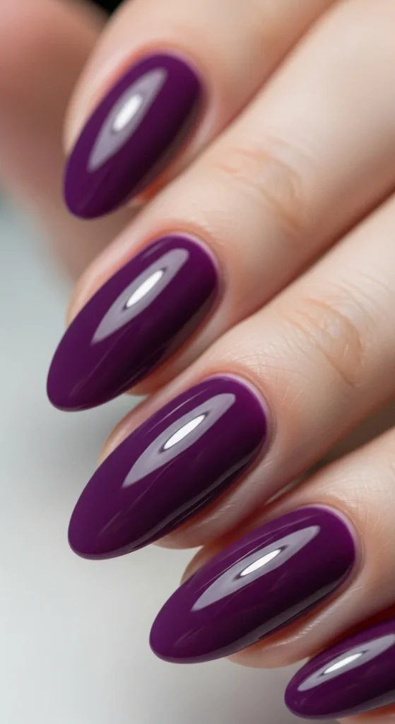 Short purple almond nails