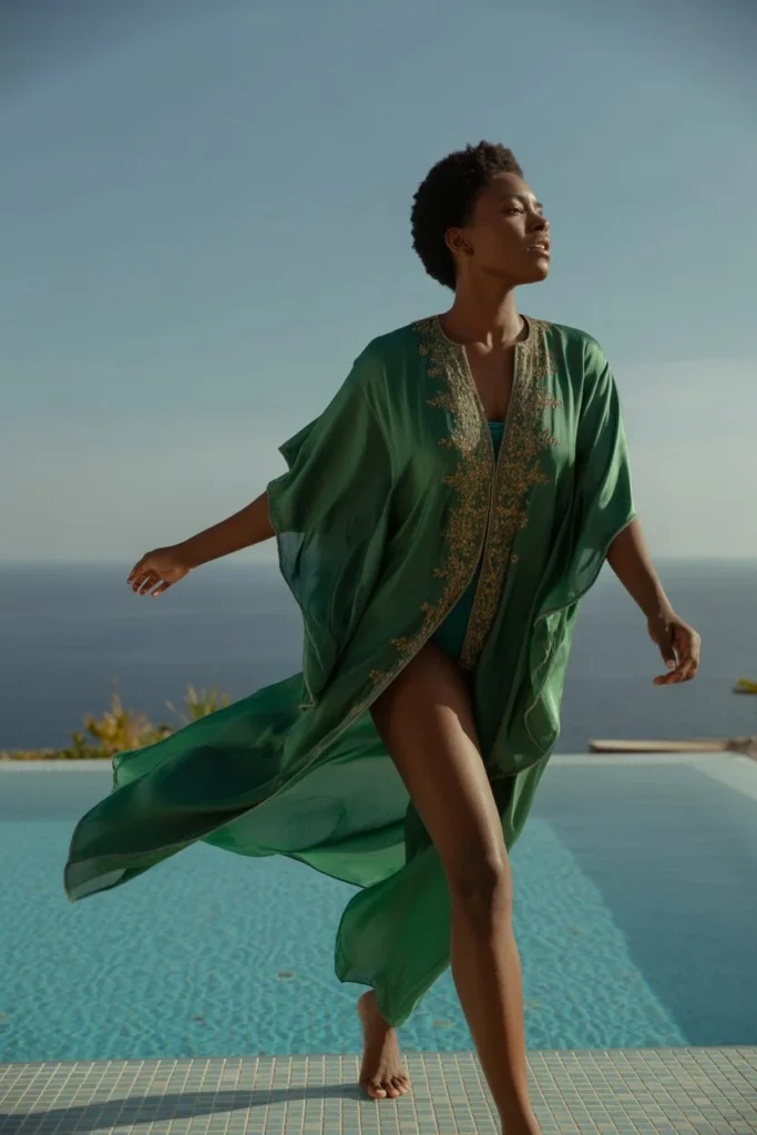 Silk kaftan beach coverup
