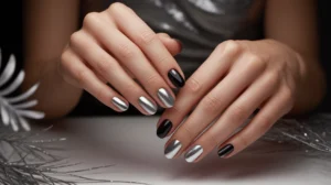 Silver and black nail ideas