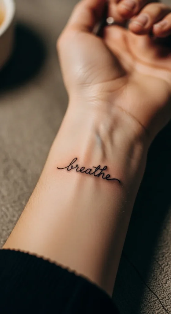 Simple wrist tattoo word