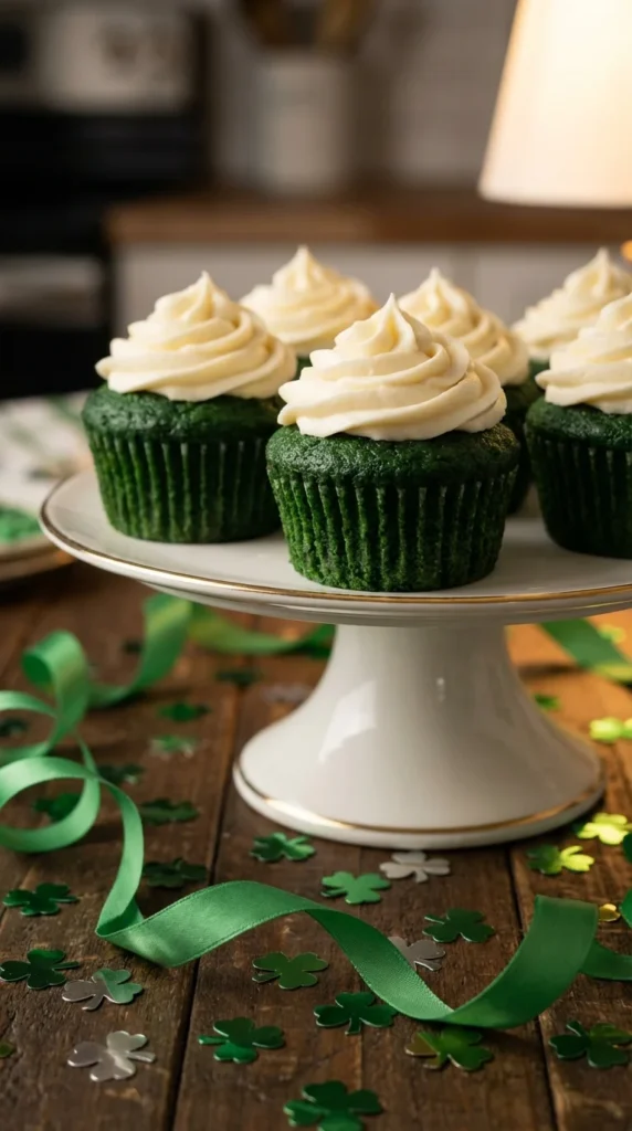 St. Patrick's Day green velvet cupcakes