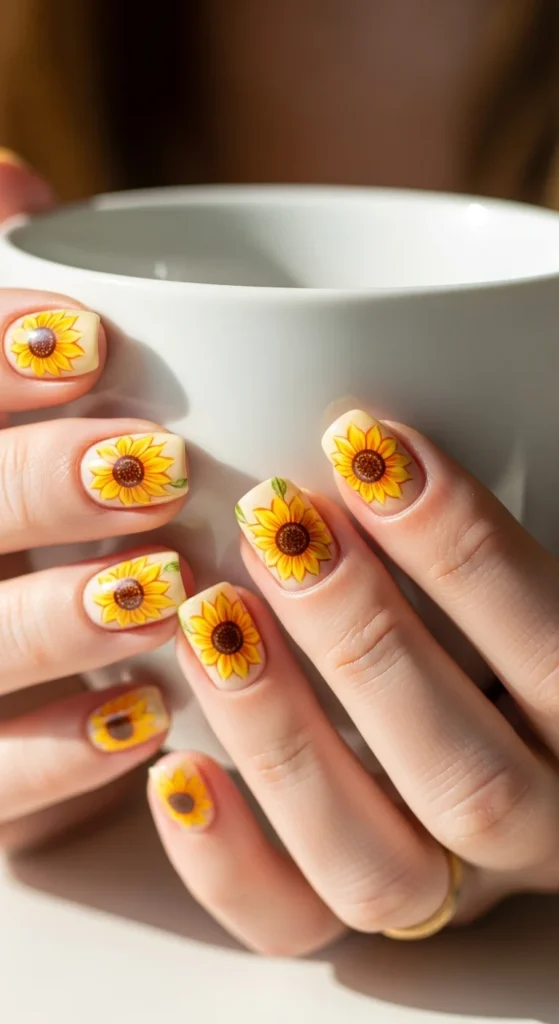 Sunflower hippie nails