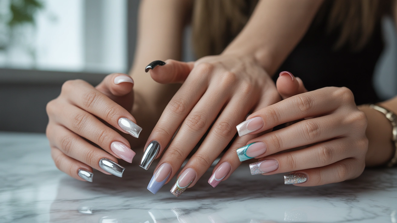 Trendy coffin acrylic nails