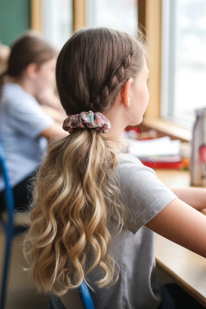 Twisted ponytail school hair