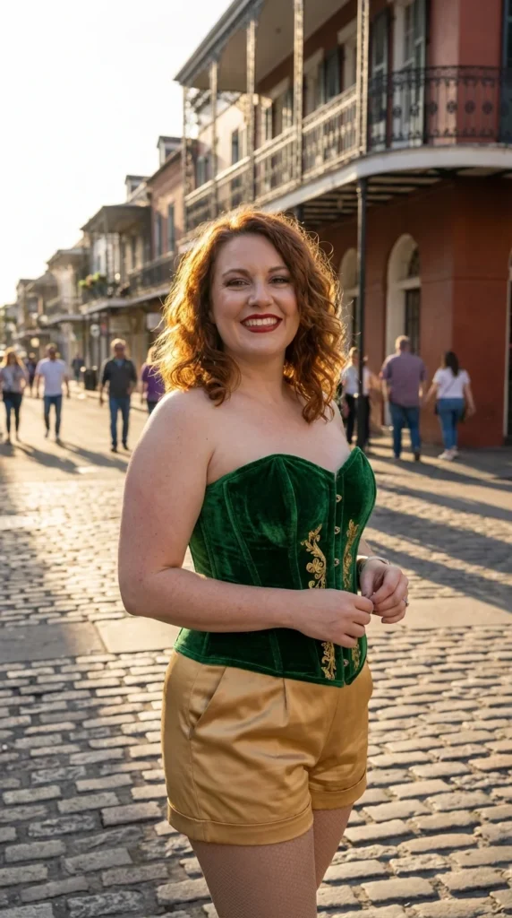 Vintage Mardi Gras corset outfit