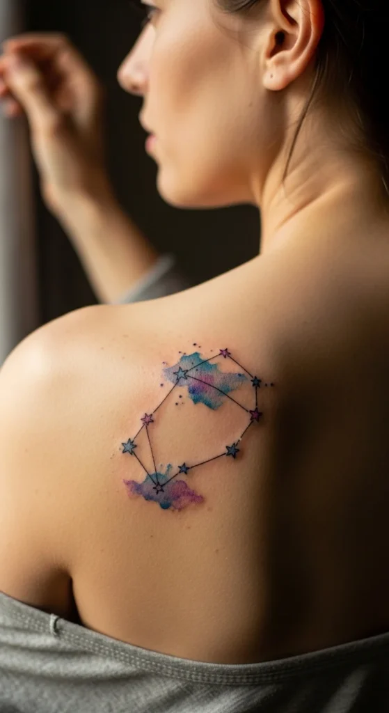 Watercolor celestial tattoo