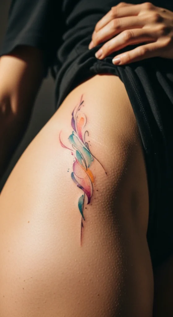 Watercolor hip tattoo design