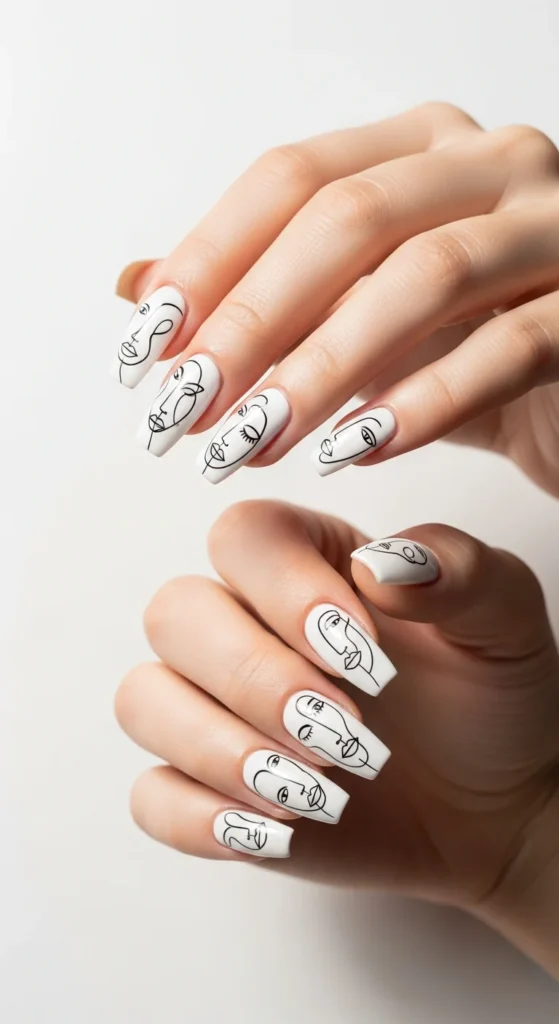 White coffin nails art