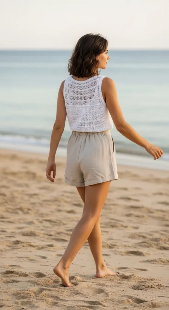 White crochet beach blouse
