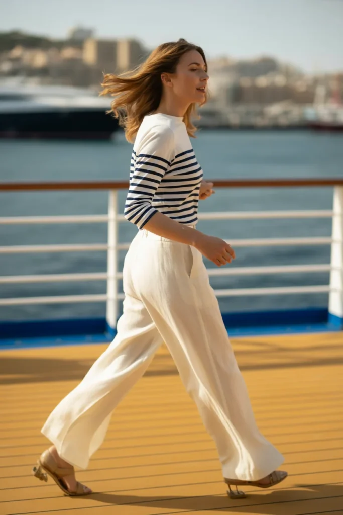 White linen pants cruise outfit
