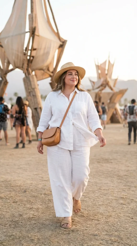 White linen plus size festival