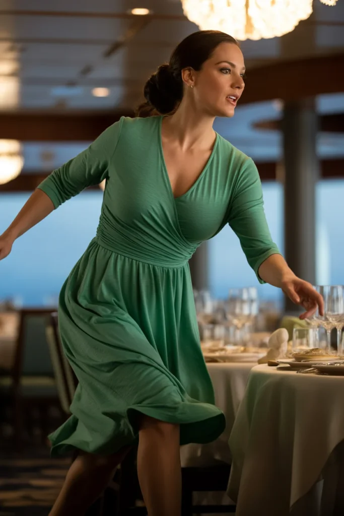 Wrap dress cruise dinner outfit