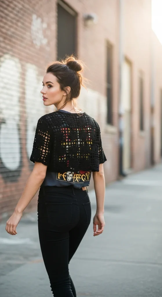 Y2K crochet top outfit