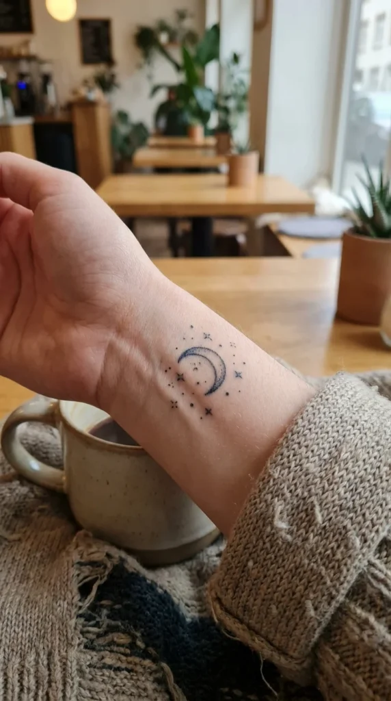 crescent moon star filler tattoo