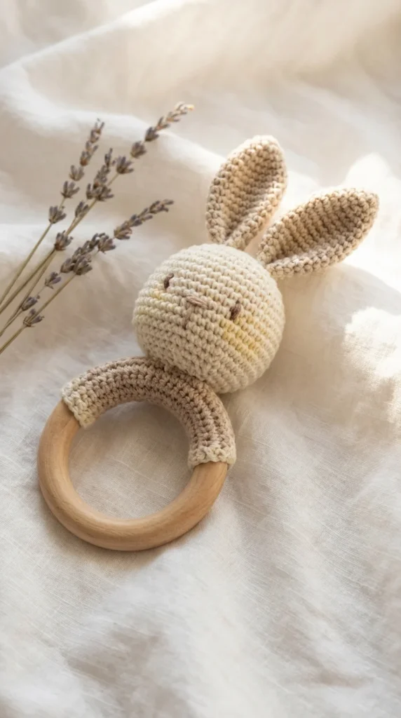 crochet bunny rattle baby gift