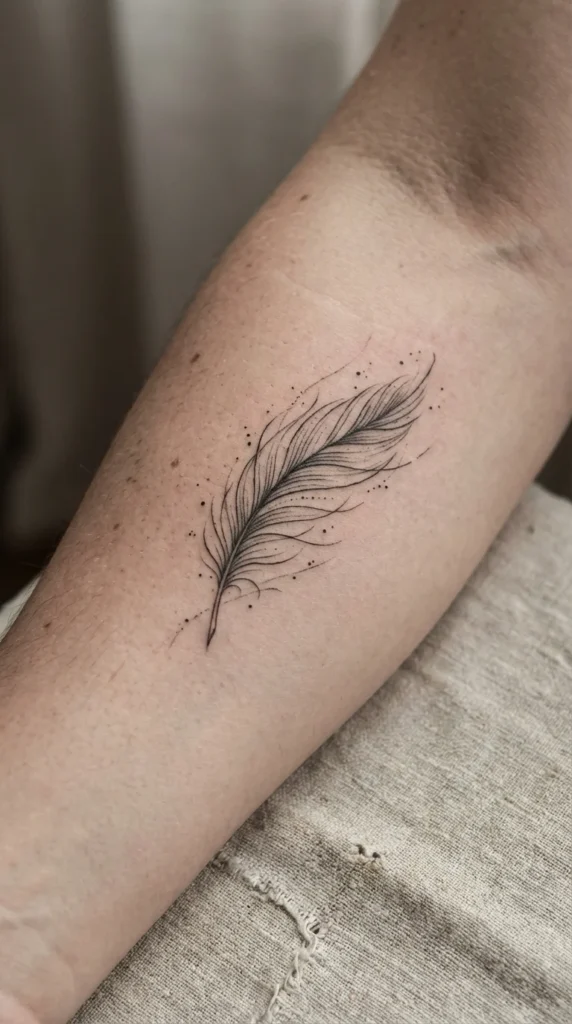 feather filler arm tattoo