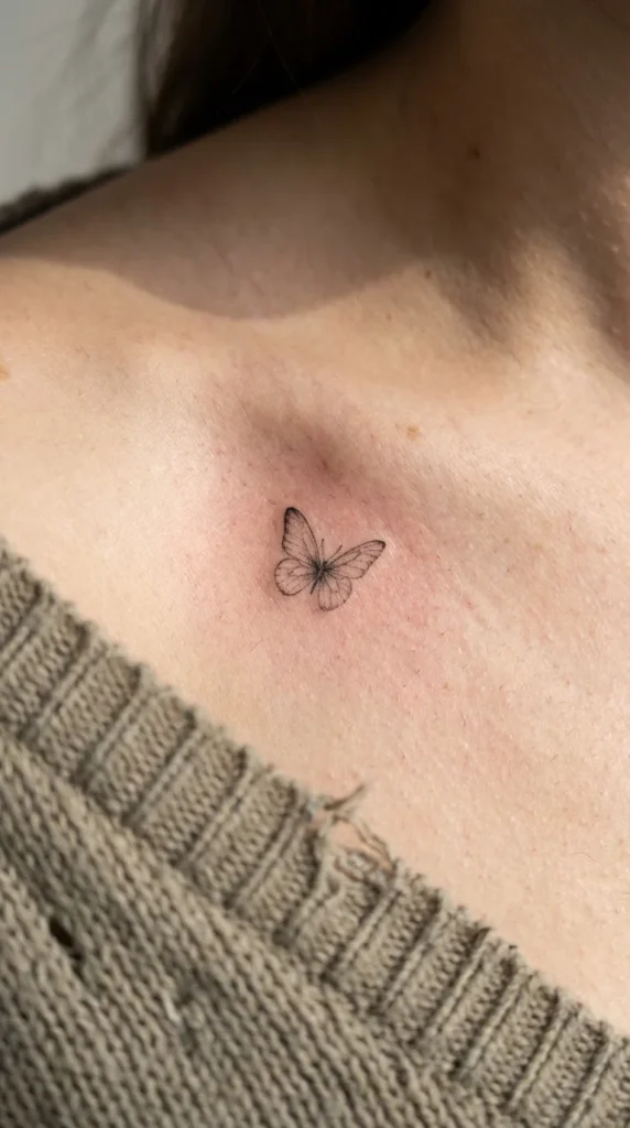 micro butterfly feminine filler tattoo