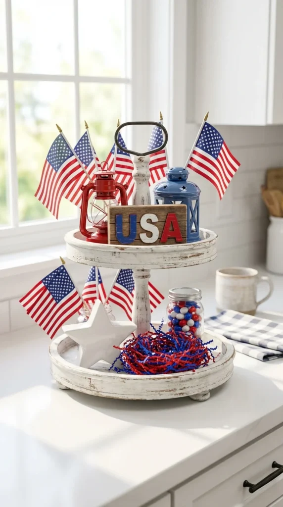 4th of July tiered tray decor