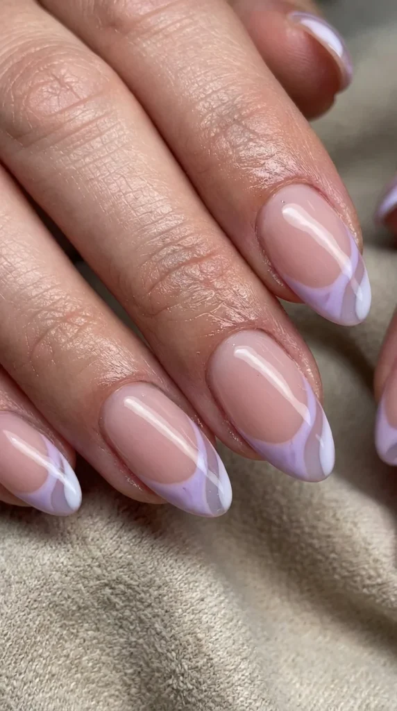 Abstract French tip acrylic nails