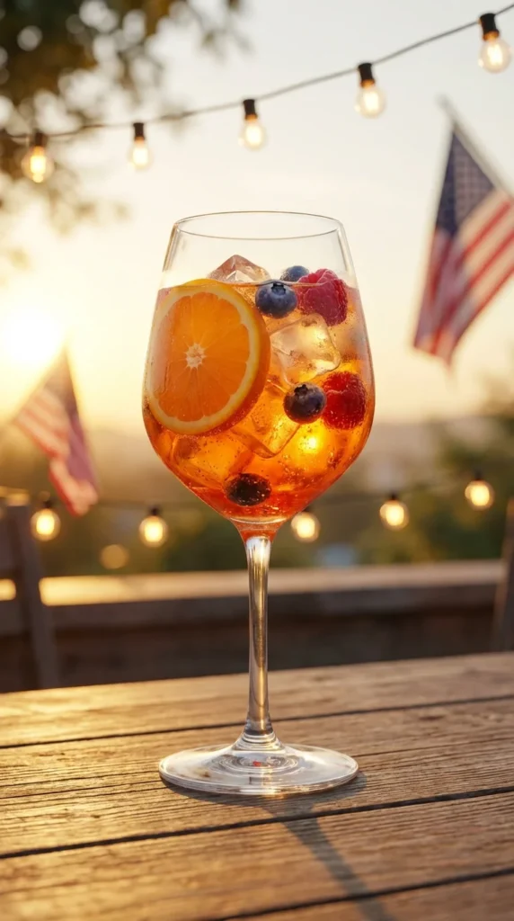Aperol spritz patriotic garnish