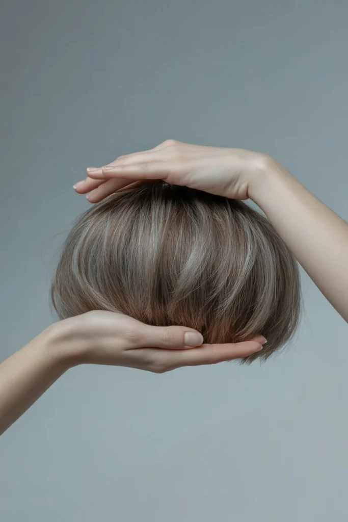 Ash brown short hair