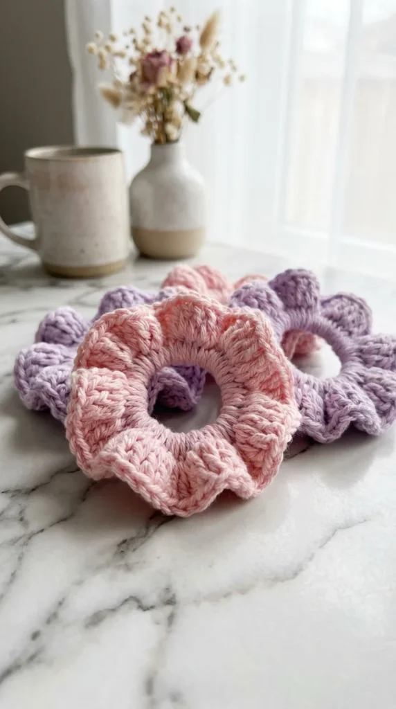 Beginner crochet accessories scrunchie