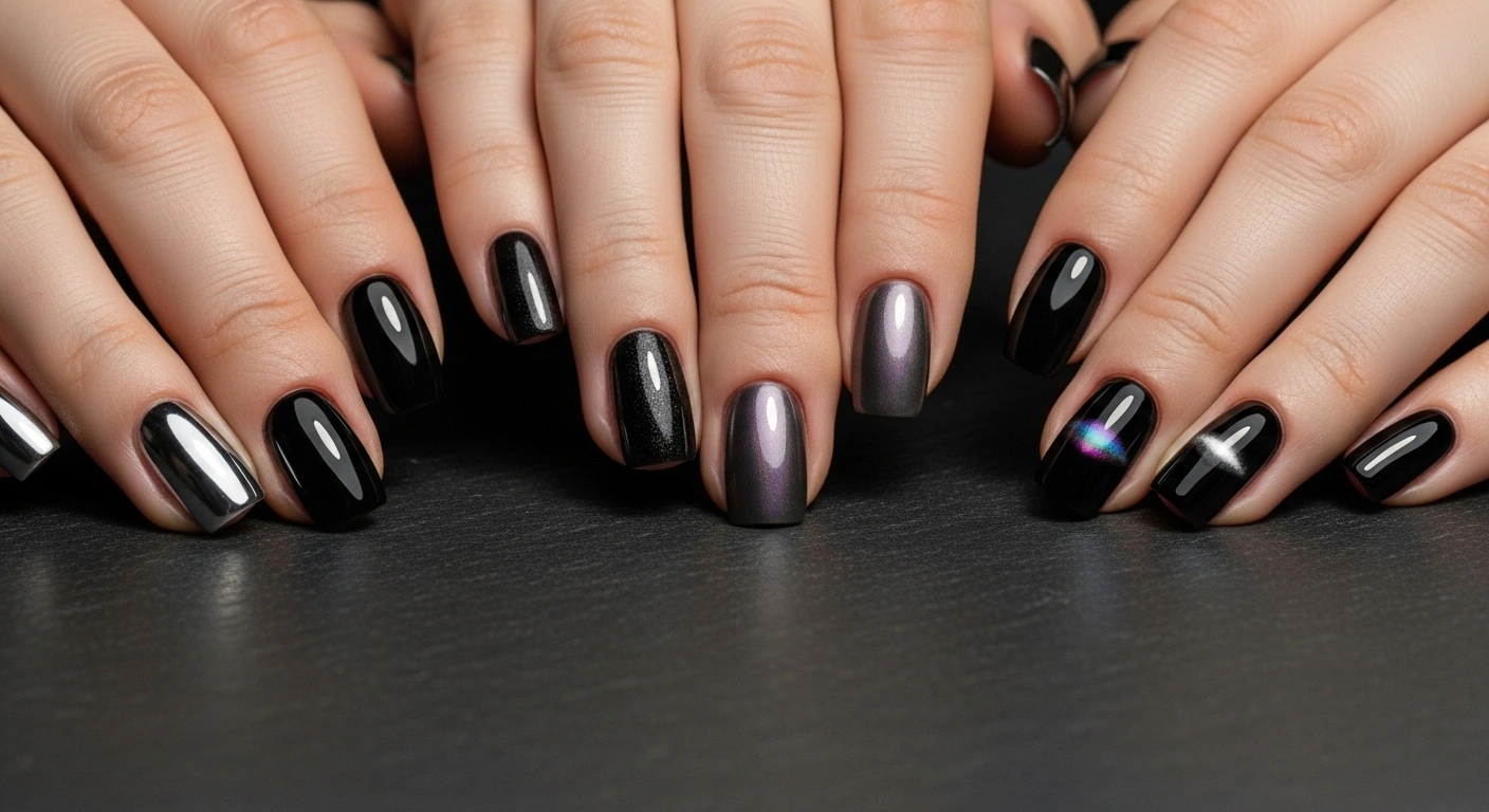 Black metallic nails