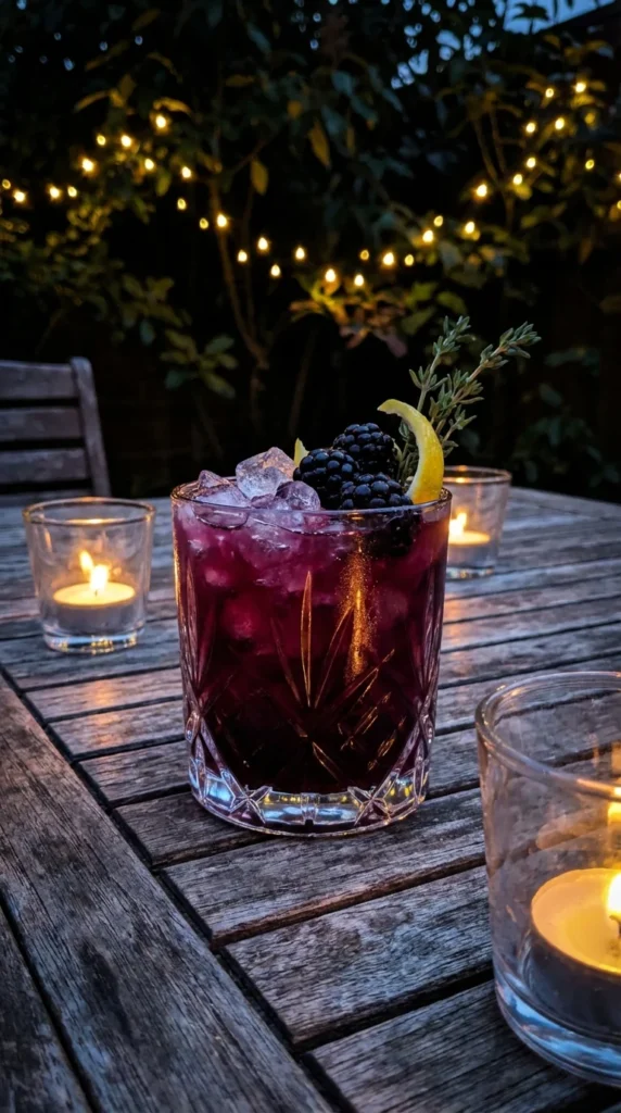 Blackberry gin bramble cocktail
