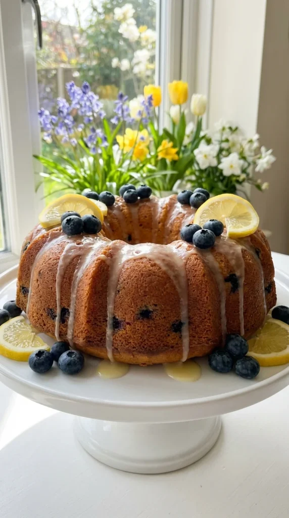 Blueberry lemon bundt cake brunch