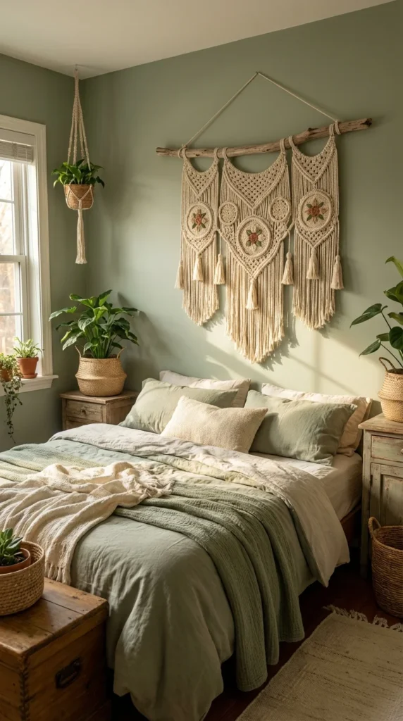 Boho cottagecore crochet wall hanging