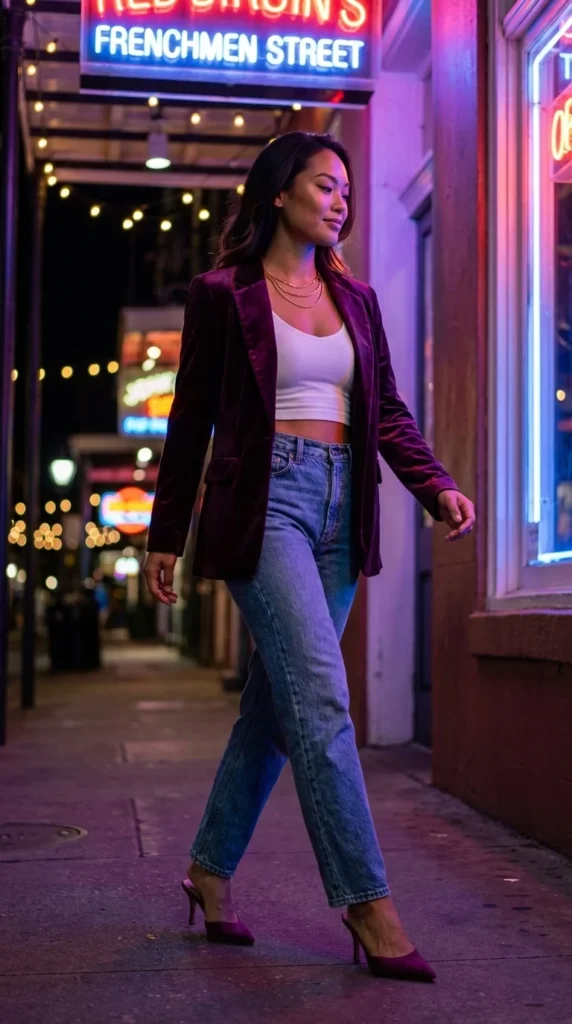 Bourbon Street outfit ideas velvet blazer