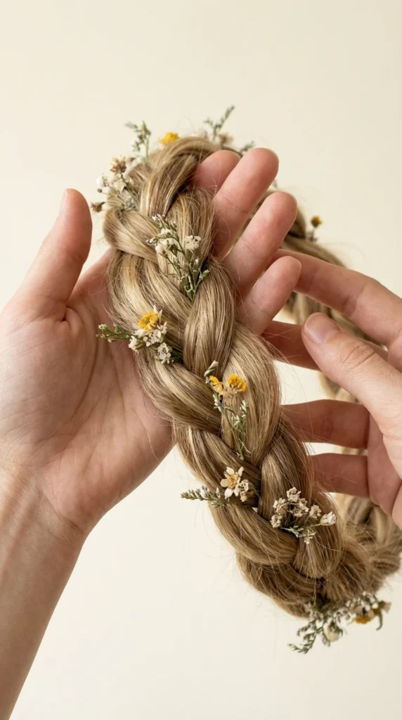 Braided crown long hair