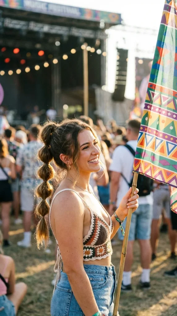 Bubble ponytail summer concert style