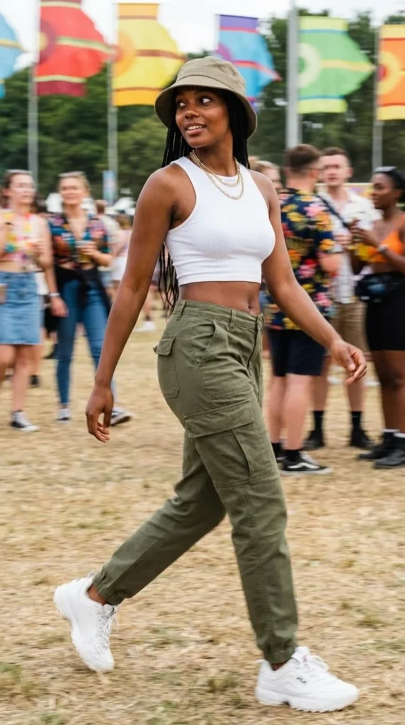 Cargo pants concert look Black women