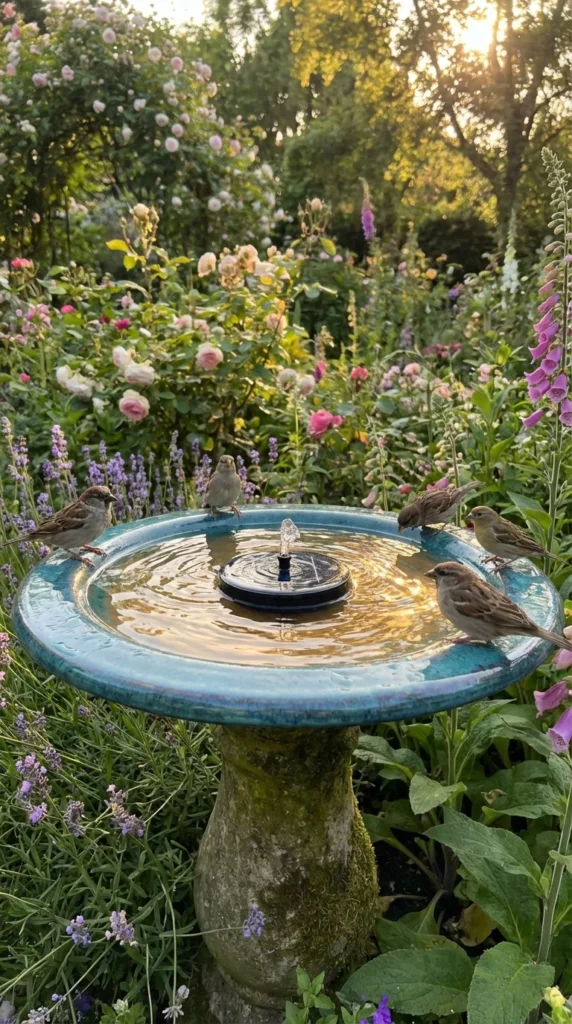 Ceramic solar bubbler bird bath