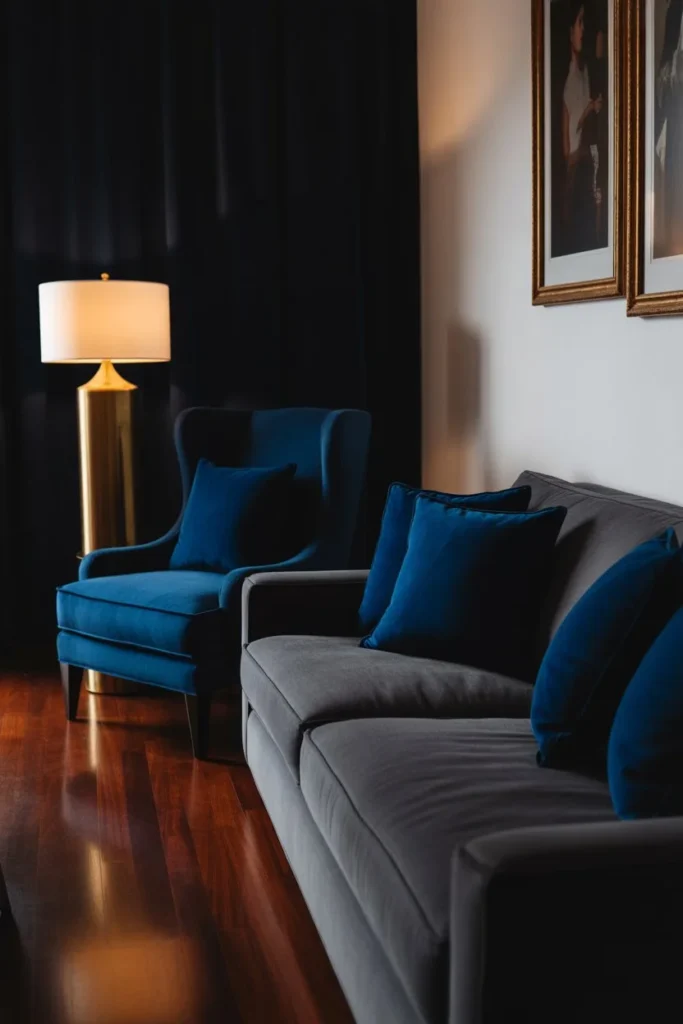 Charcoal sofa navy blue