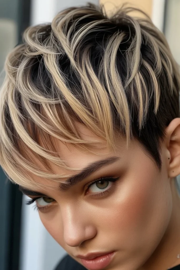Chunky highlights pixie cut