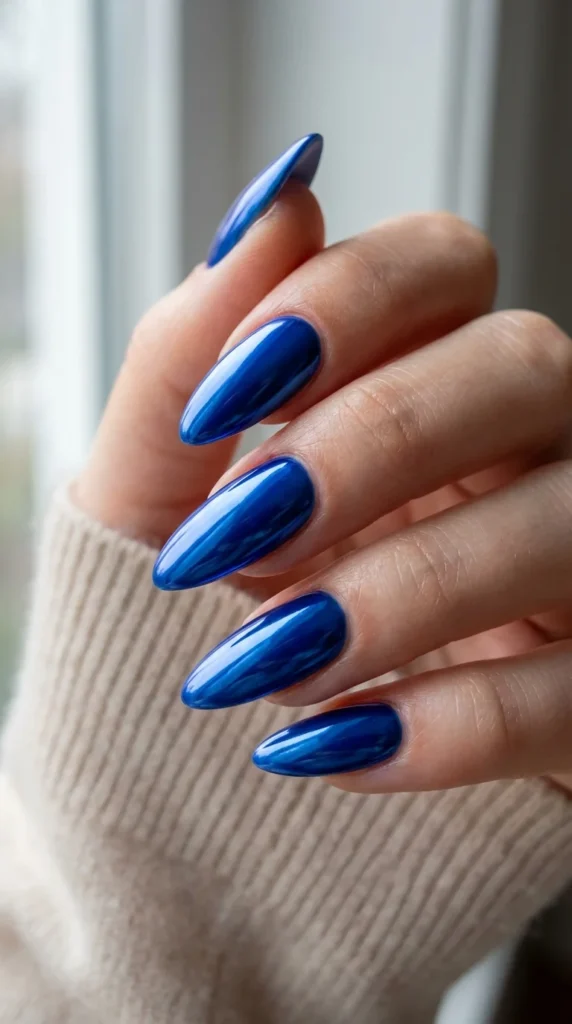 Cobalt blue chrome 4th of July nails