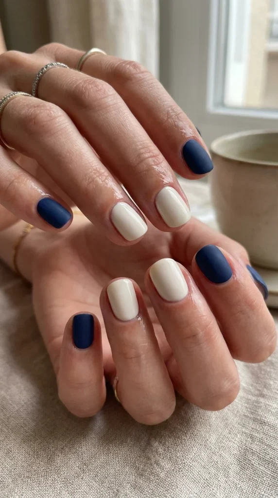 Color block rounded nails