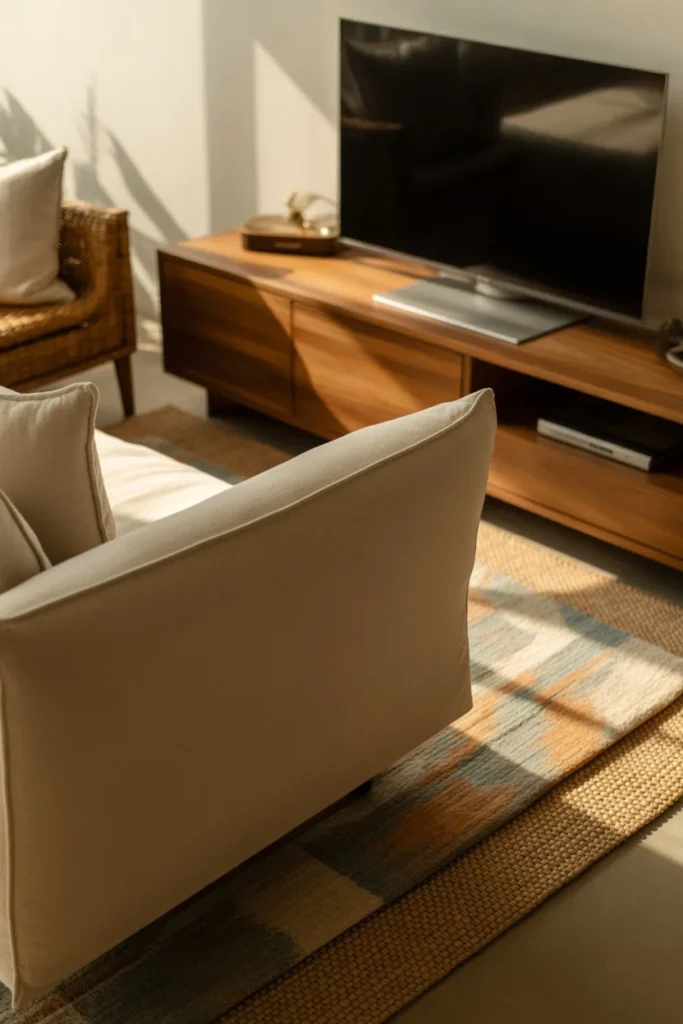 Compact living room TV placement