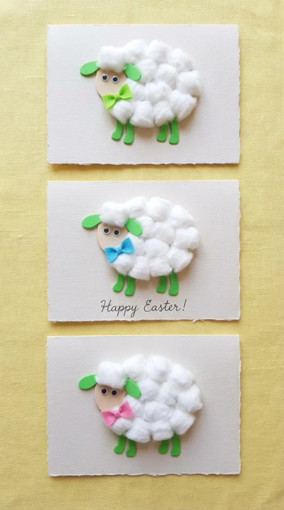 Cotton ball sheep Easter card