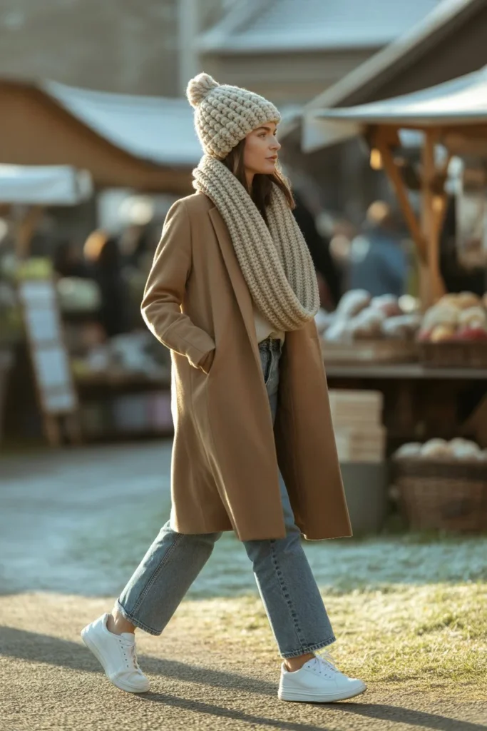 Crochet bobble hat infinity scarf