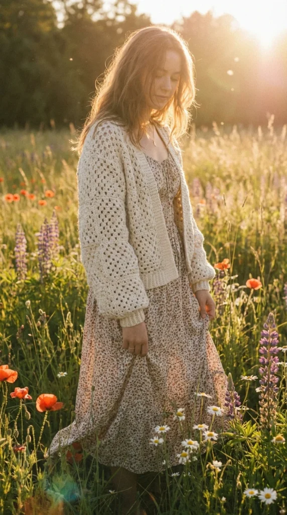 Crochet cottagecore cardigan wearable